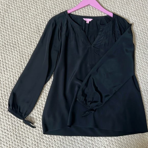 Lilly Pulitzer Tops - Lilly Pulitzer black silk blouse size M